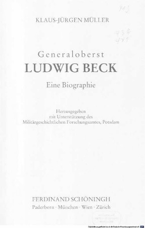 Generaloberst Ludwig Beck : eine Biographie