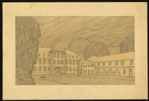 Schloss Erxleben Umbau I: Perspektivische Ansicht der Vorderseite
