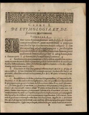 Caput I. De Etymologia Et Definitione matrimonii