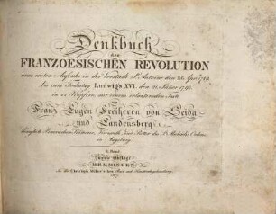 Denkbuch der Franzoesischen Revolution, 1