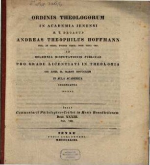 Commentarius philologico-criticus in benedictionem Mosis Deutr. XXXIII, 8