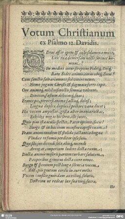 Votum Christianum ex Psalmo 12. Davidis