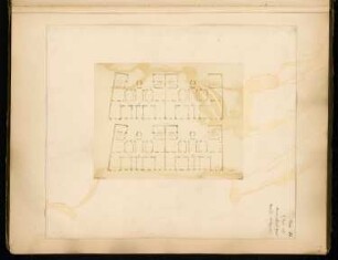 Städtisches Wohnhaus, Szegedin Monatskonkurrenz Dezember 1869: Grundriss 1. und 2. Obergeschoss; Maßstabsleiste