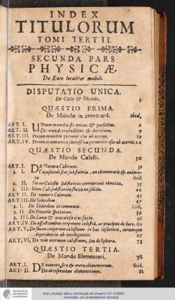 INDEX TITULORUM TOMI TERTII.