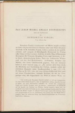 Das Leben Michel Angelo Buonarroti's nach der Leichenrede des Benedetto Varchi.