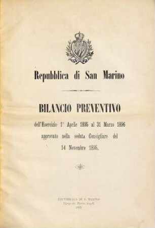 Bilancio preventivo. 1895/96 (1895)