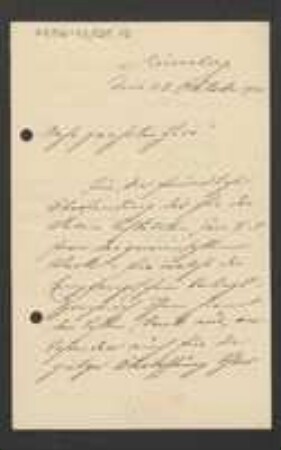 Brief von Karl Eduard Semler an Unbekannt
