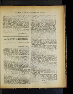 Grand-Duché de Luxembourg La situation économique du Grand-Duché en 1909