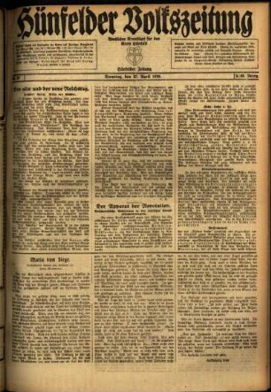 Ausgabe vom Dienstag, den 27. April 1920.