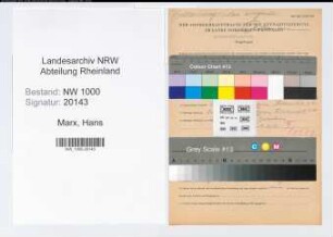 Entnazifizierung Hans Marx, geb. 19.02.1905 (Kaufmann)