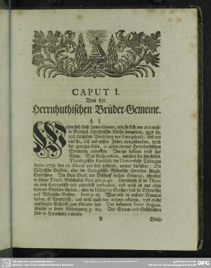 Caput I. Von der Herrnhuthischen Brüder-Gemeine