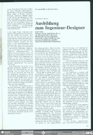 Ausbildung zum Ingenieur-Designer : Formgestalter in der Industrie