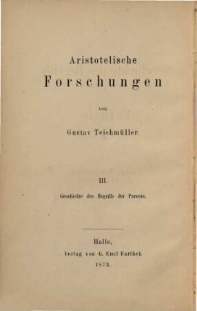 Aristotelische Forschungen. III