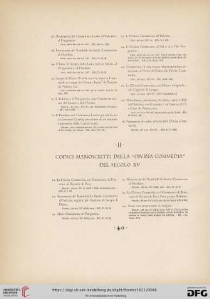 II. Codici manoscritti della "divina commedia" del secolo XV