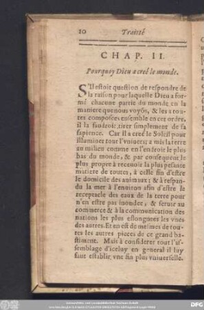 Chap. II. Pourquoy Dieu a creé le monde.