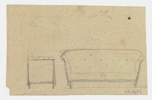 Skizze eines Sofas : Vorder- und Seitenansicht eiens Sofas