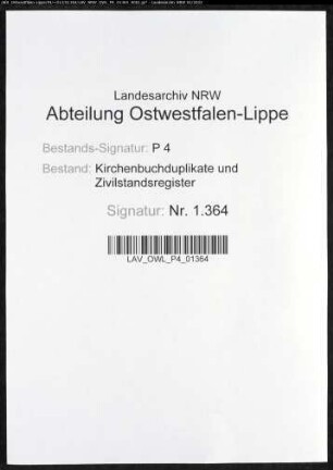 Kirchenbuchduplikate der evangelisch-reformierten Gemeinde (GHT 1819). (Gemeinde: Deilinghofen, evangelische Gemeinde)