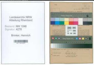 Entnazifizierung Heinrich Brinker , geb. 06.08.1898 (Landwirt)