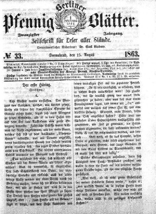 No. 33, Sonnabend, den 15. August 1863