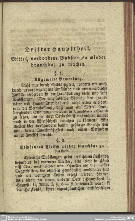 Dritter Haupttheil. Mittel, verdorbene Substanzen wieder brauchbar zu machen