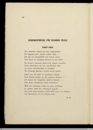 Fahrt-Ende / Stefan George
