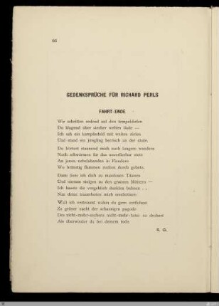Fahrt-Ende / Stefan George