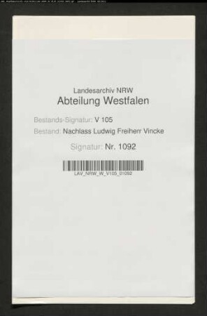 2 Briefe von Vincke an Liborius Meyer, Kanoniker in Paderborn (Filmabzug aus Stadt-und Landesbibliothek Dortmund Atg. 4322 und 4324)