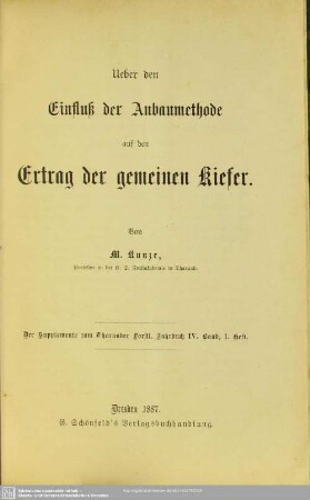 Ueber den Einfluß der Anbaumethode auf den Ertrag der gemeinen Kiefer