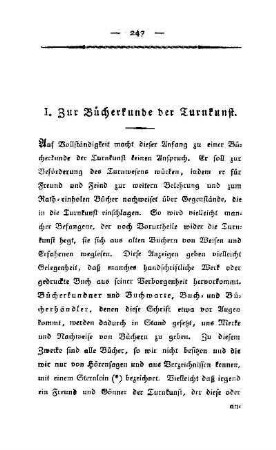 I. Zur Bücherkunde der Turnkunst