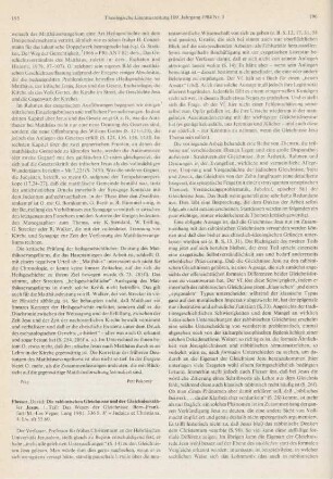 195-198 [Rezension] Flusser, David, Die rabbinischen Gleichnisse und der Gleichniserzähler Jesus
