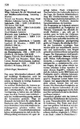 Eggers, Dietrich (Hrsg.): Wege. Lehrwerk für die Mittelstufe und zur Studienvorbereitung. Ismaning: Hueber. [Rezension]