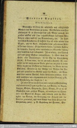 Viertes Kapitel. Aderlassen