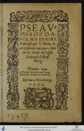 Pseaumes de David, mis en rime Francoyse