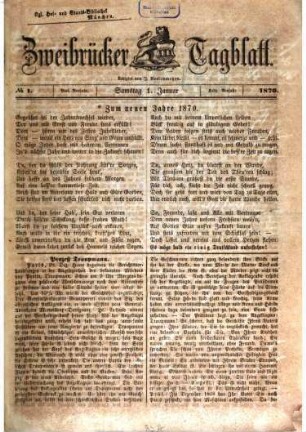 Zweibrücker Tagblatt. 1870,1/6