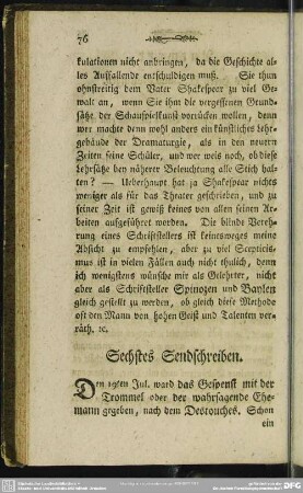 Sechstes Sendschreiben