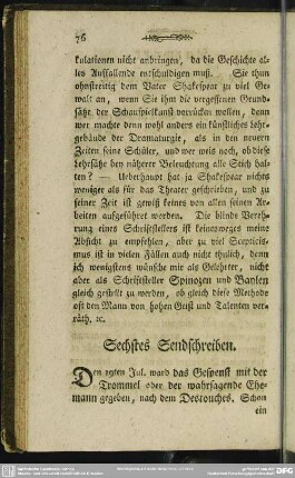 Sechstes Sendschreiben