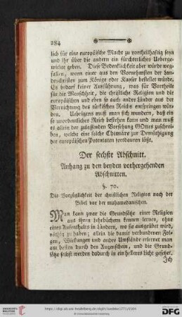 Der sechste Abschnitt: Anhang zu den beyden vorhergehenden Abschnitten