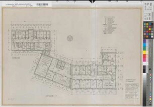 Lippstadt (Lippstadt) Amtsgericht und Gefängnis Grundriß 1. Obergeschoß 1965 1 : 100 58 x 82,5 Zeichnung Staatshochbauamt Soest