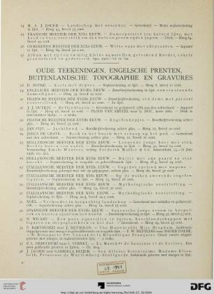 Oude teekeningen, engelsche prenten, buitenlandsche topographie en gravures (Nr. 18-54)