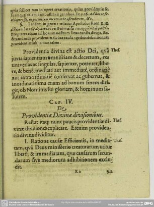 Cap. IV. De Providentiae Divinae divisionibus