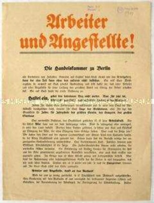 Flugblatt gegen hohe Lohnforderungen
