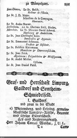 Beamte in Limpurg, Gaildorf, Sontheim, Schmiedelfeld