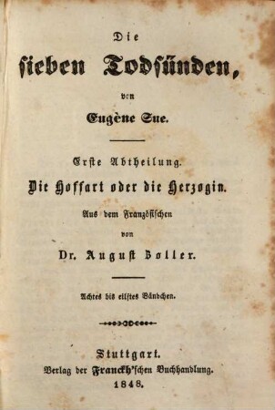 Die sieben Todsünden, 1,8/11. Die Hoffart oder die Herzogin
