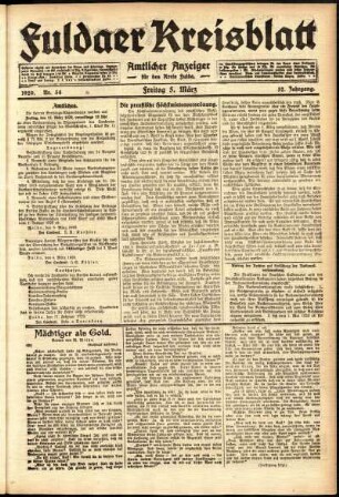 Ausgabe vom Freitag, den 05. März 1920.