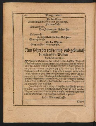 Nun folget der rechte nutz und gebrauch der gebrandten Wassern.