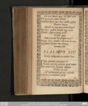 Psalmus XIV. Dixit insipiens in corde suo.