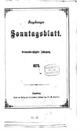 Augsburger Sonntagsblatt. 1873
