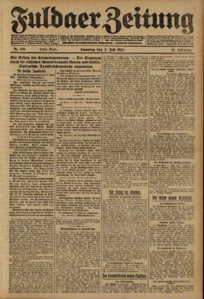 Erste Ausgabe vom Samstag, den 03. Juli 1915.