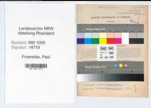 Entnazifizierung Paul Froenicke, geb. 24.08.1895 (Lehrer)