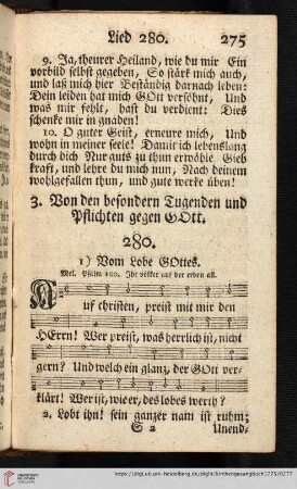 3. Von den besondern Tugenden und Pflichten gegen GOtt (280 - 311)